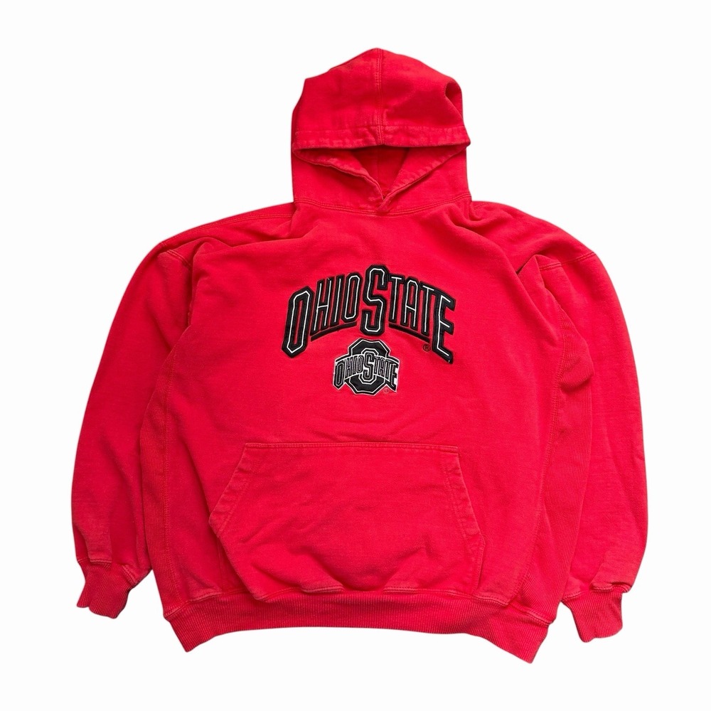 Vintage Red Ohio State Embroidered Hoodie Y2K Size Large